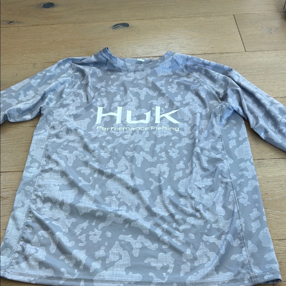 Huk Gray Long Sleeve Performance Tee
